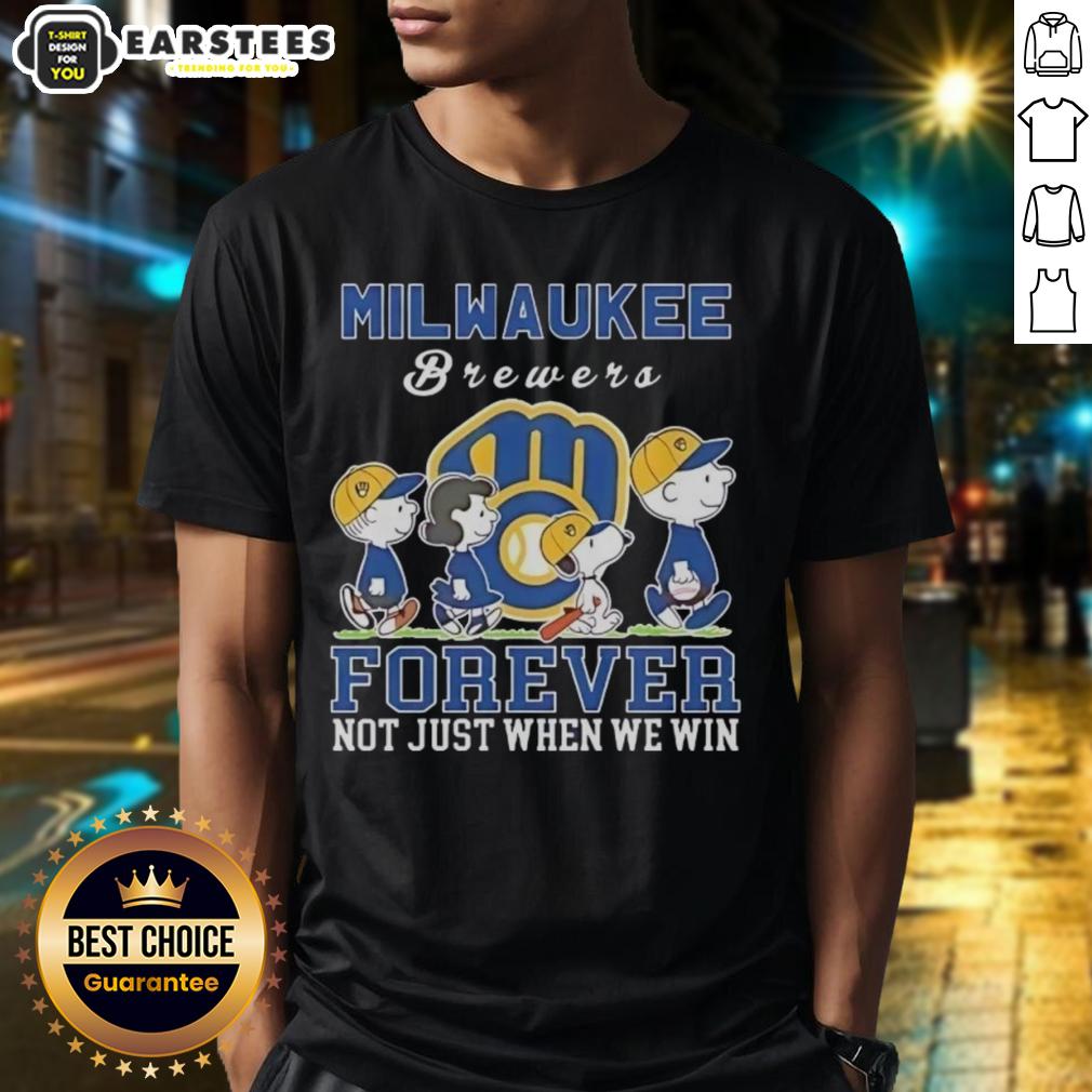 Awesome Snoopy And Charlie Brown Milwaukee Brewers Baseball Forever Not Just When We Win T-Shirt
