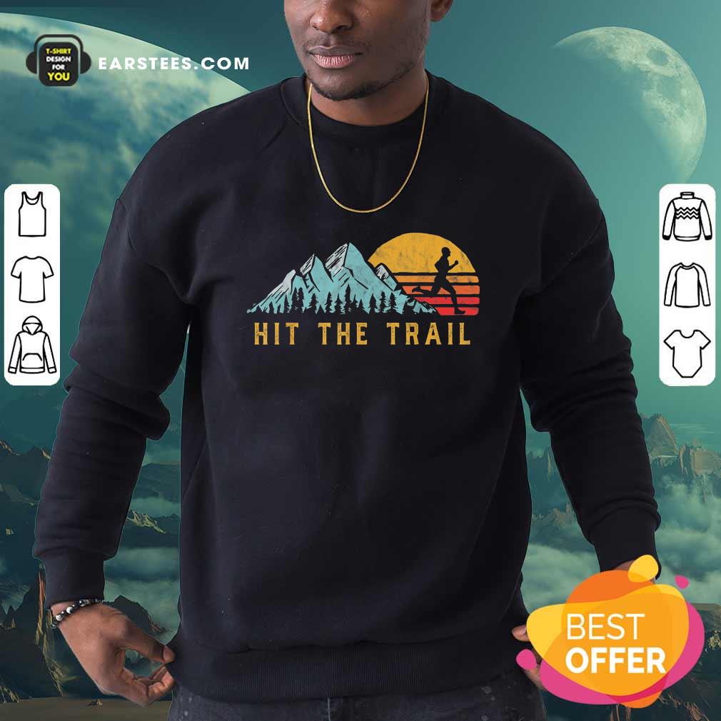 Pretty Hit The Trail Runner Retro Running Graphic Shirt - Image 3