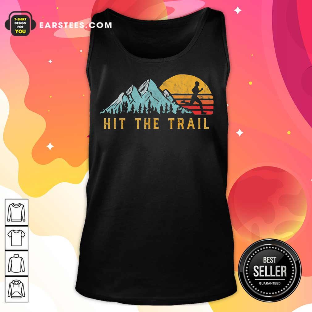 Pretty Hit The Trail Runner Retro Running Graphic Shirt - Image 2
