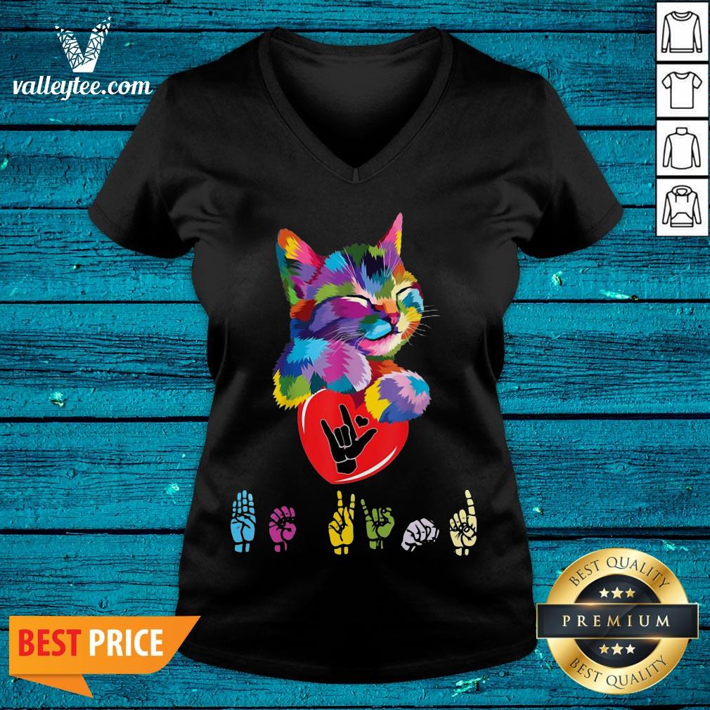 Beautiful Cat Colorful Hug Be Kind Shirt - Image 4