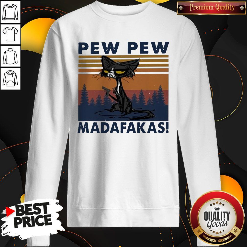 Perfect Black Cat Crazy Pew Pew Madafakas Vintage Shirt - Image 5