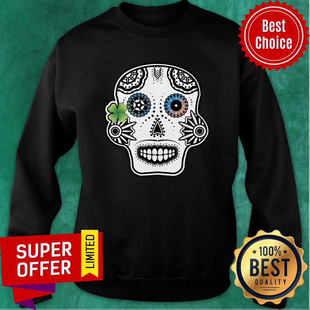 Lucky Sugar Skull Day Of The Dead Dia De Los Muertos Shirt - Image 5