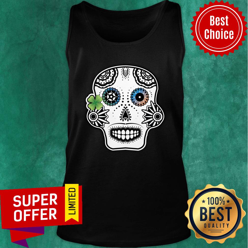 Lucky Sugar Skull Day Of The Dead Dia De Los Muertos Shirt - Image 4