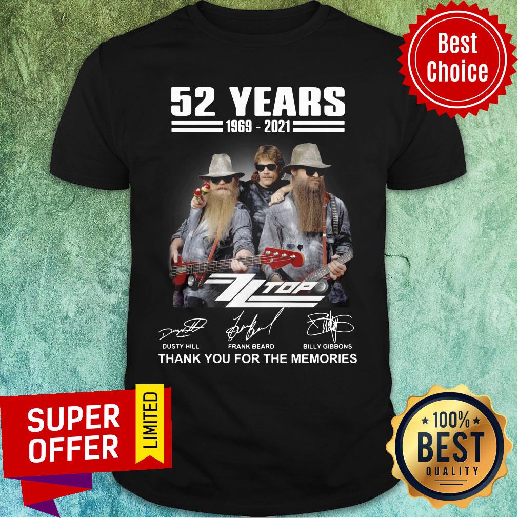 Guitar 52 Years 1969 2021 Dusty Hill Frank Beard Billy Gibbons Thank You For The Memories Shirt