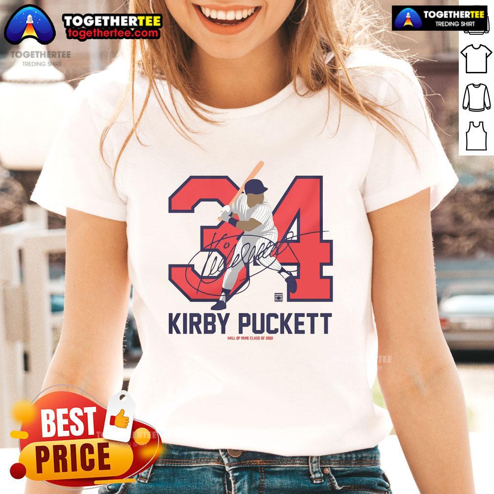 Official Teambrown Kirby Puckett Baseball Hall Of Fame Member Signature T-Shirt - Image 3