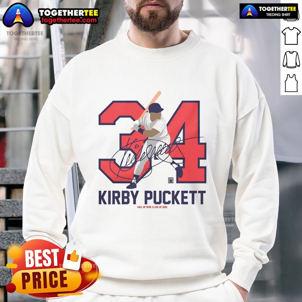 Official Teambrown Kirby Puckett Baseball Hall Of Fame Member Signature T-Shirt - Image 5