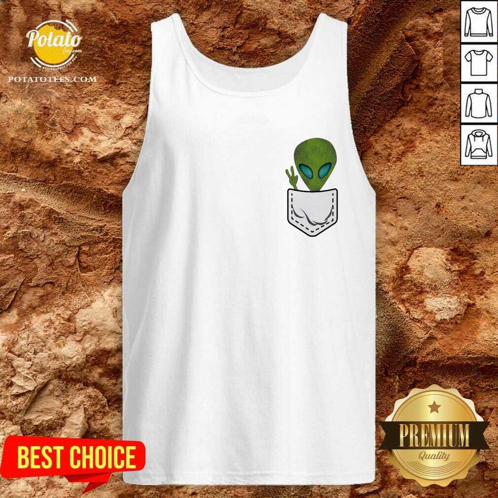 Alien Pocket Cool Funny Cute Peace Ufo Gift Shirt - Image 4
