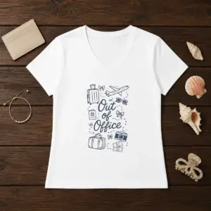 Alternative view of Pretty Travel Inspired Doodle Out Of Office Vacation Shirt