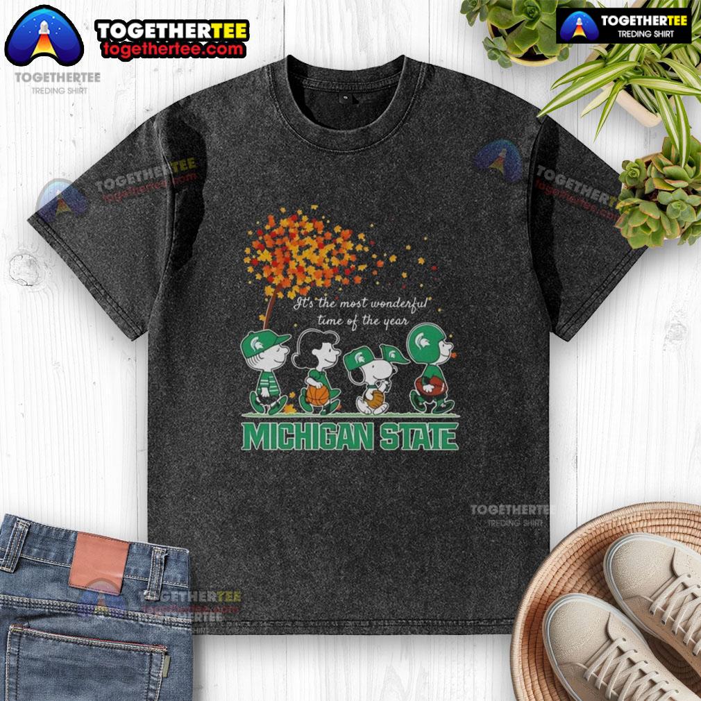 Original Snoopy And Friends Michigan State It's The Most Wonderful Time Of The Year Autumn T-Shirt - Image 6
