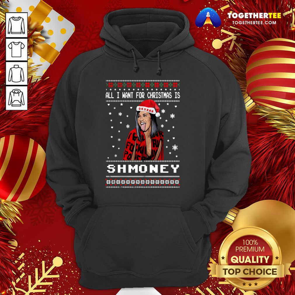 Funny Cardi B All I Want For Christmas Is Shmoney Ugly Christmas Shirt - Image 5