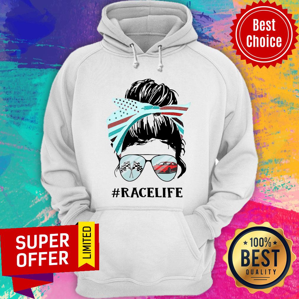 Girl American Flag Racing Race Life Shirt - Image 5
