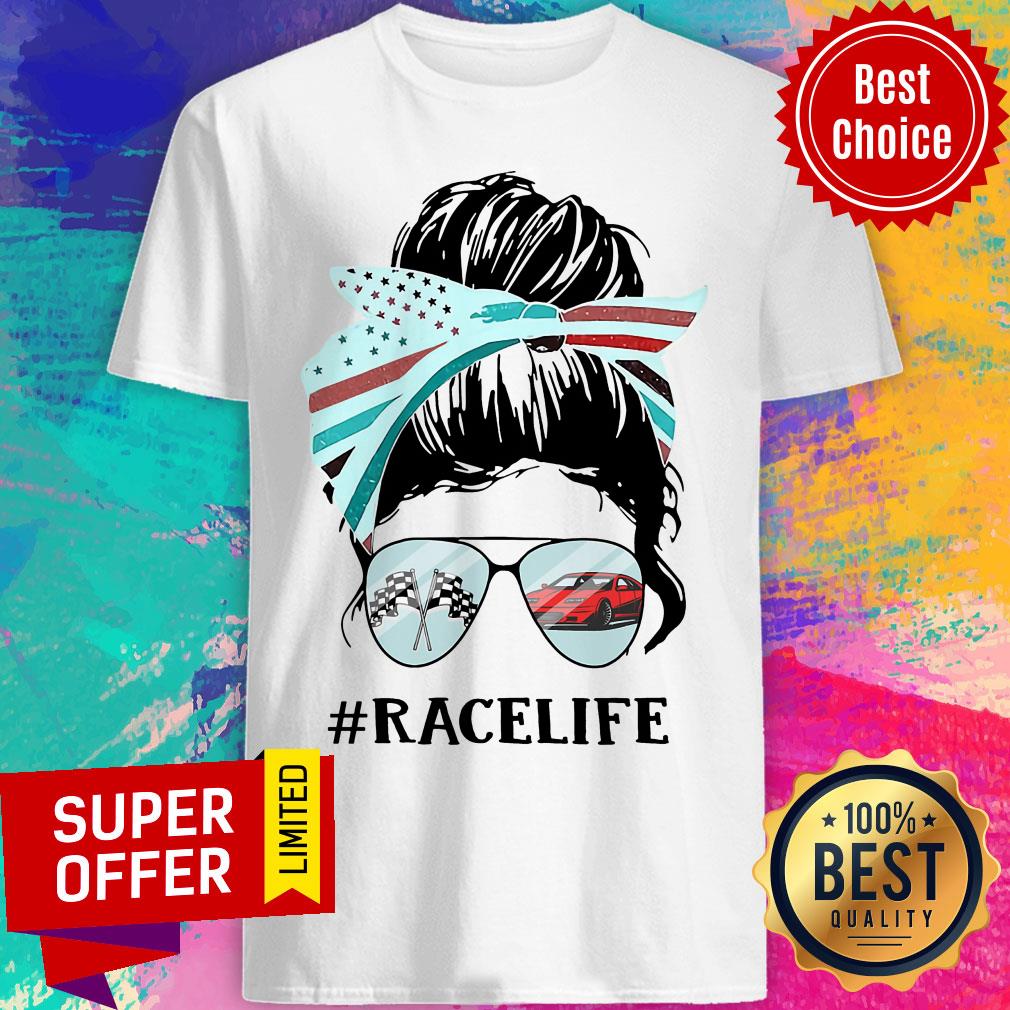 Girl American Flag Racing Race Life Shirt