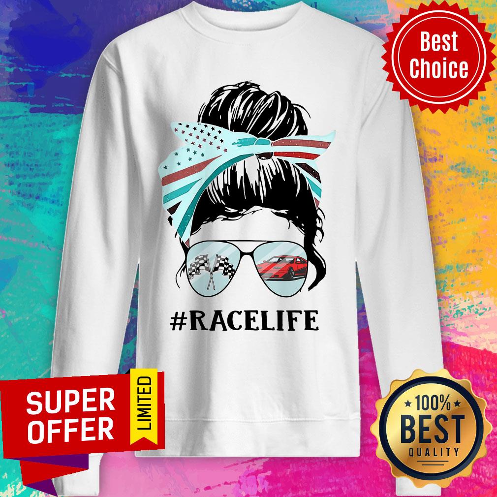 Girl American Flag Racing Race Life Shirt - Image 4