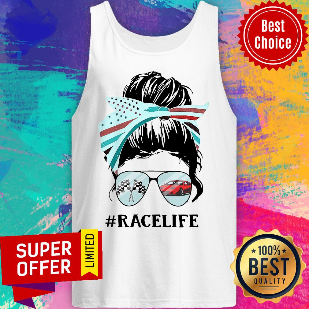 Girl American Flag Racing Race Life Shirt - Image 3