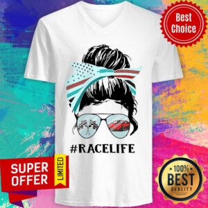 Alternative view of Girl American Flag Racing Race Life Shirt