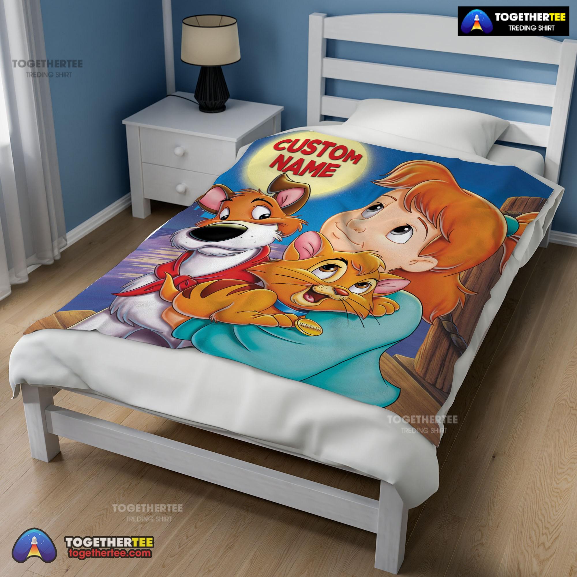 Official Disney Oliver & Company Jenny Foxworth Oliver Dodger Blanket Fleece Customized Blanket - Image 2