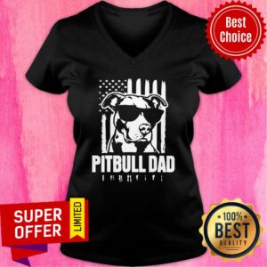Alternative view of Pitbull Dad Cool American Flag Shirt