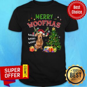 Awesome Santa Reindeer Dachshund Merry Woofmas Woof Woof Christmas Shirt