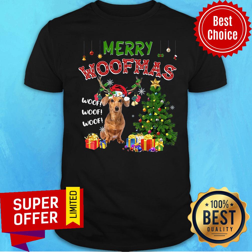 Awesome Santa Reindeer Dachshund Merry Woofmas Woof Woof Christmas Shirt