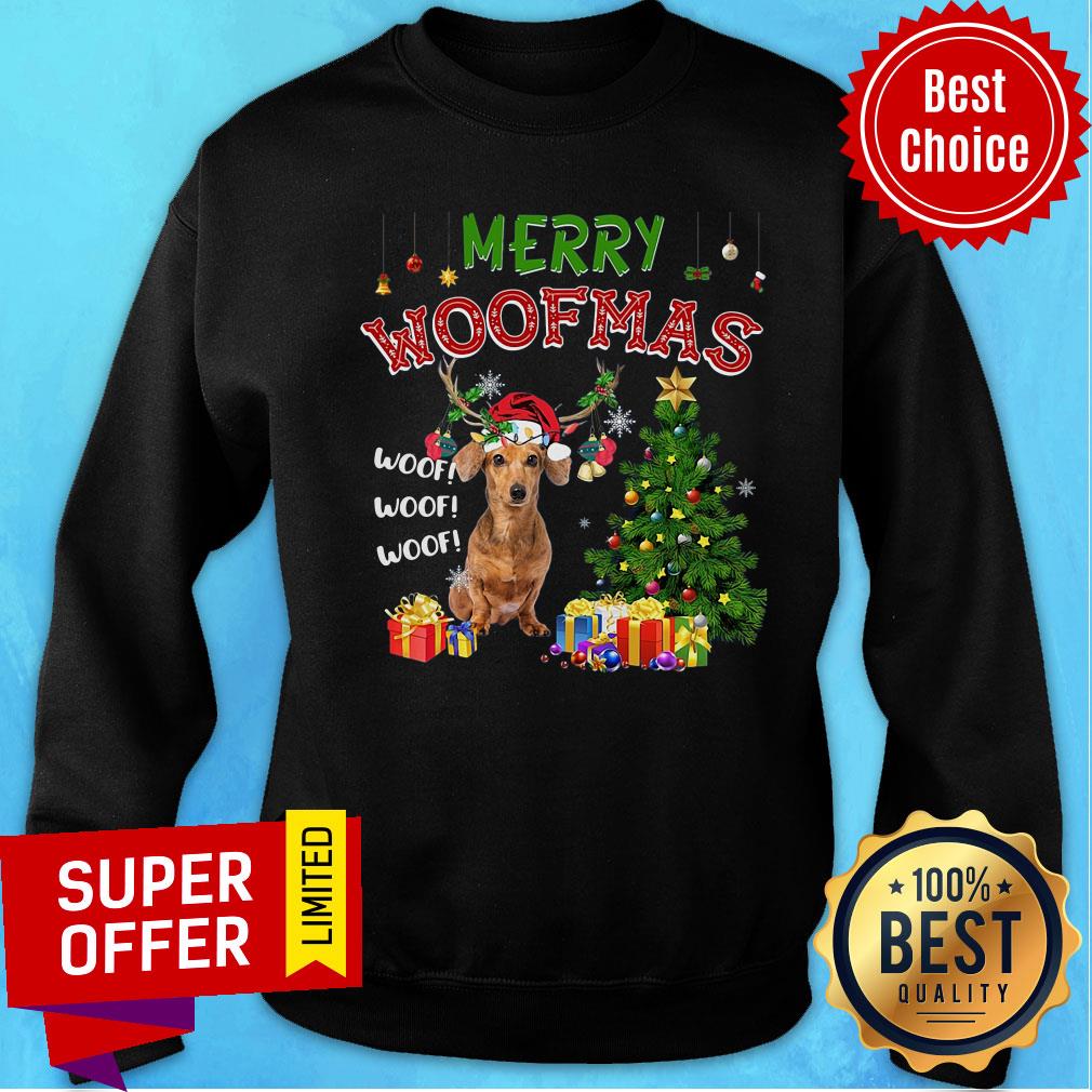 Awesome Santa Reindeer Dachshund Merry Woofmas Woof Woof Christmas Shirt - Image 5