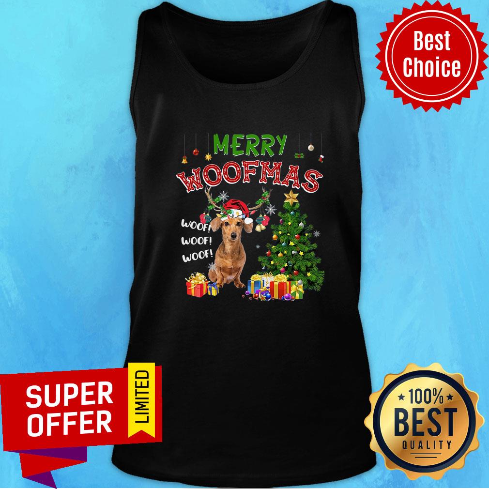 Awesome Santa Reindeer Dachshund Merry Woofmas Woof Woof Christmas Shirt - Image 4