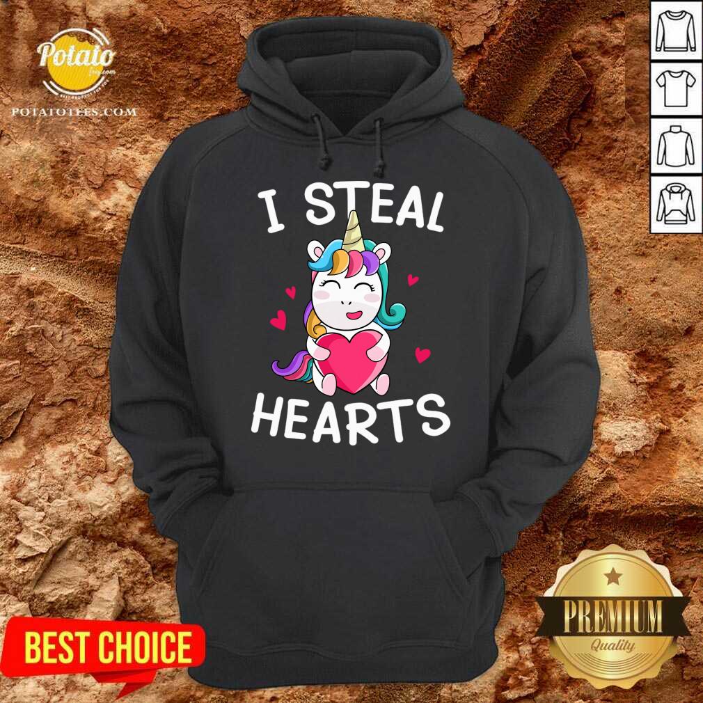 Awesome Valentine’s Day Unicorn Lovers I Steal Hearts Shirt - Image 5
