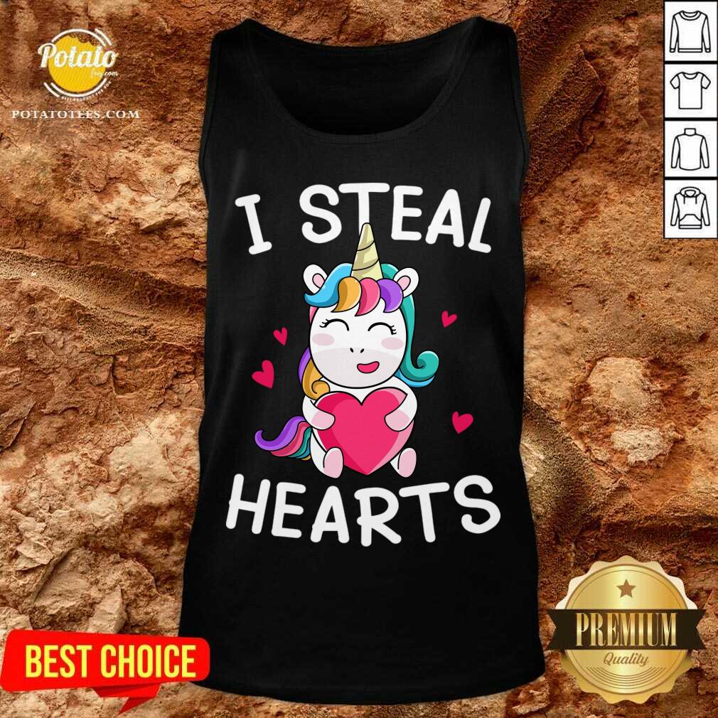 Awesome Valentine’s Day Unicorn Lovers I Steal Hearts Shirt - Image 2