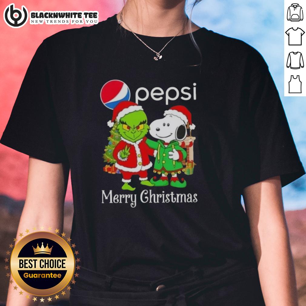 Awesome Pepsi X Grinch And Snoopy Merry Christmas T-Shirt - Image 3