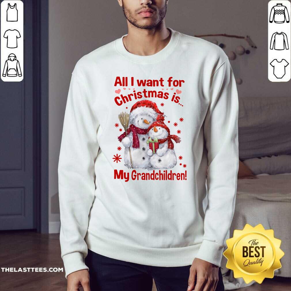 Top Snowman All I Want For Christmas Is My Grandchildren Merry Christmas Shirt - Image 4