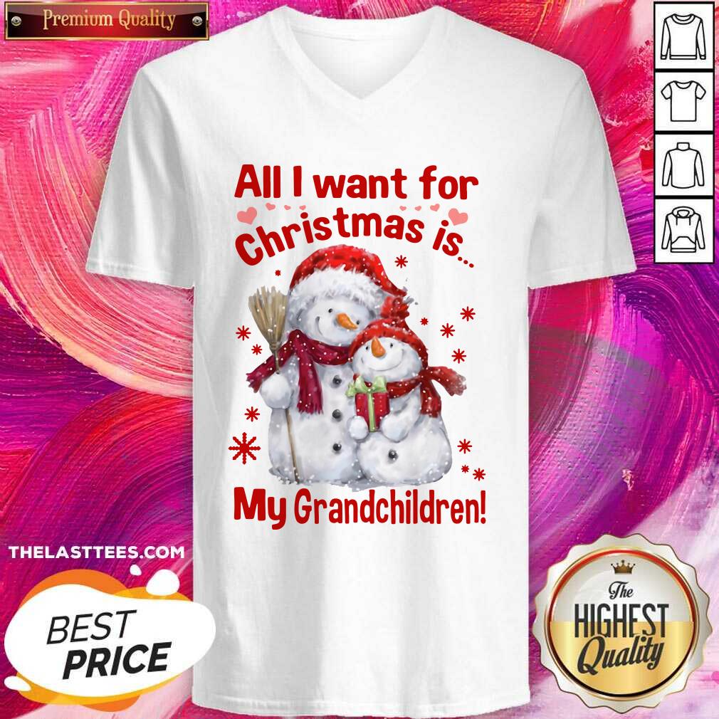 Top Snowman All I Want For Christmas Is My Grandchildren Merry Christmas Shirt - Image 2
