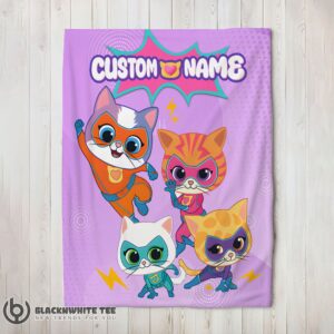 Perfect Pretty Super Kitties Assemble Feline Heroes In Action Blanket Fleece Customized Blanket
