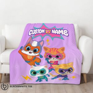 Alternative view of Perfect Pretty Super Kitties Assemble Feline Heroes In Action Blanket Fleece Customized Blanket