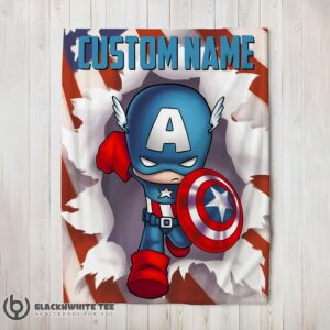 Perfect Pretty Superhero Marvel Avenger Chibi Captain America Blanket Fleece Customized Blanket