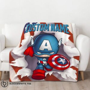 Alternative view of Perfect Pretty Superhero Marvel Avenger Chibi Captain America Blanket Fleece Customized Blanket
