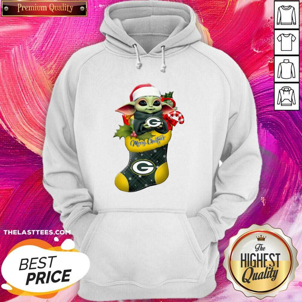 Funny Baby Yoda hug Green Bay Packers Ornament Merry Christmas 2020 Shirt - Image 3