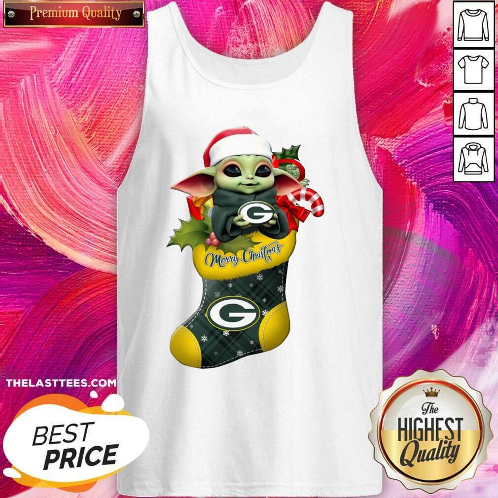 Funny Baby Yoda hug Green Bay Packers Ornament Merry Christmas 2020 Shirt - Image 4