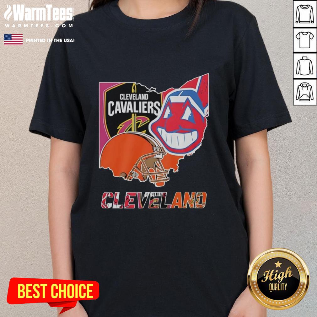Premium Cleveland Cavaliers Football Symbol Helmet Logo And Map T-Shirt - Image 3