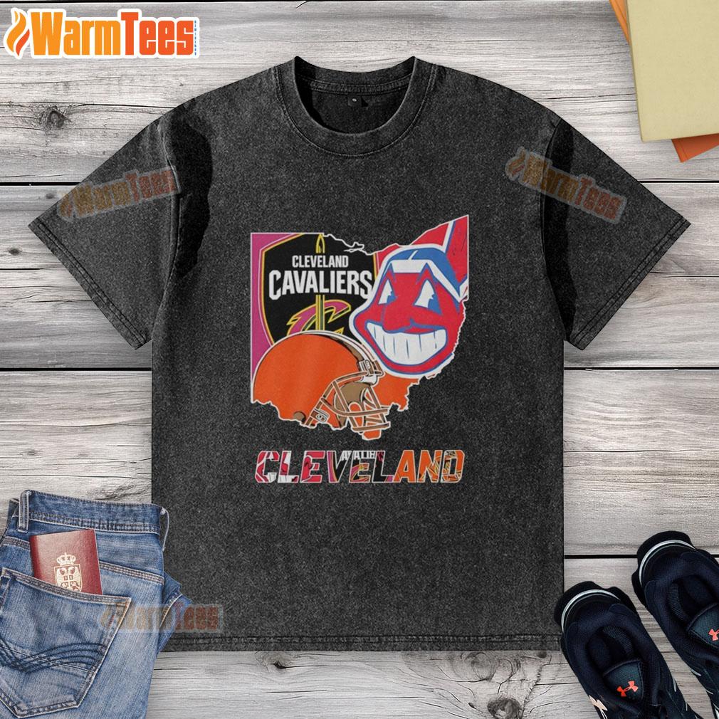 Premium Cleveland Cavaliers Football Symbol Helmet Logo And Map T-Shirt - Image 6