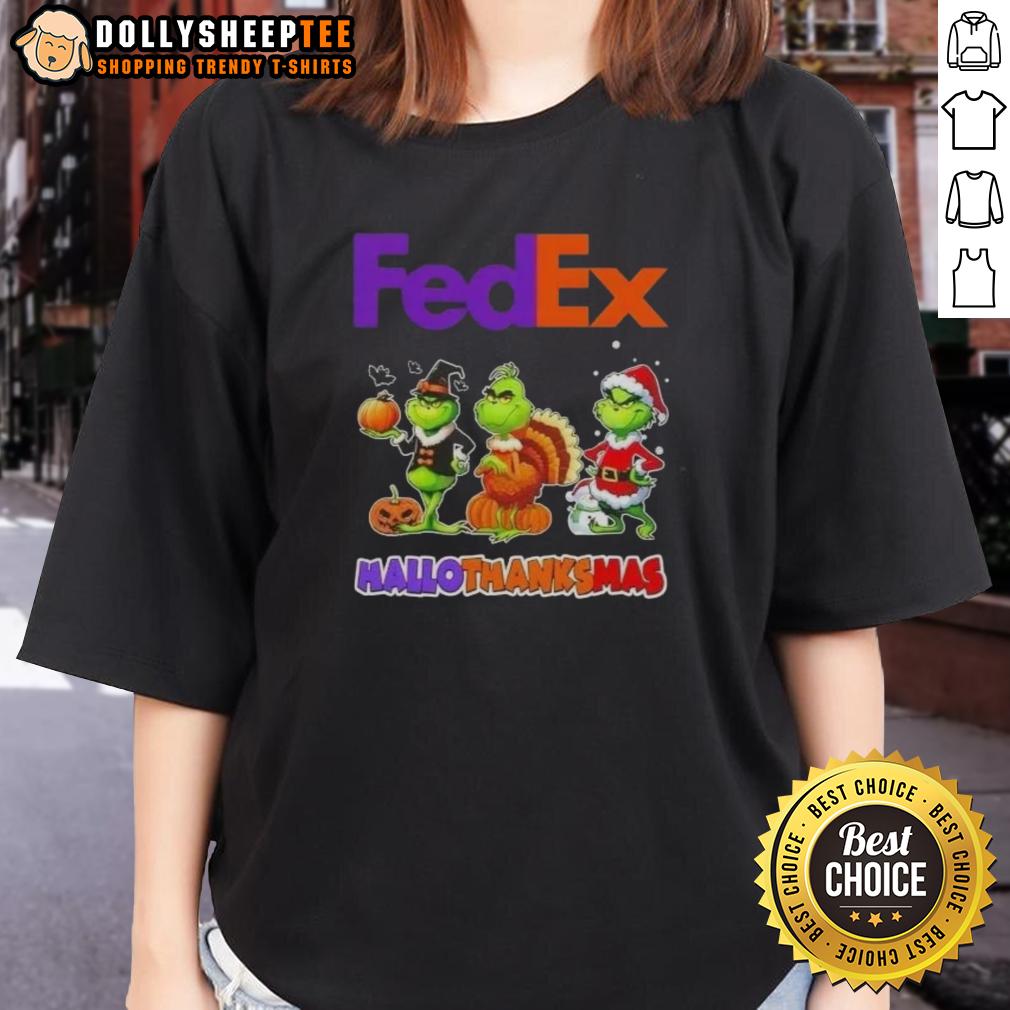Good Fedex X Grinch Cosplay Happy HalloThanksMas T-Shirt - Image 3