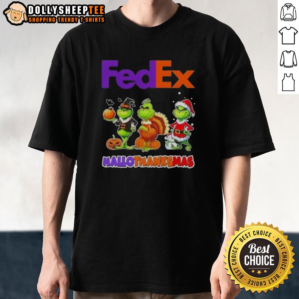 Good Fedex X Grinch Cosplay Happy HalloThanksMas T-Shirt