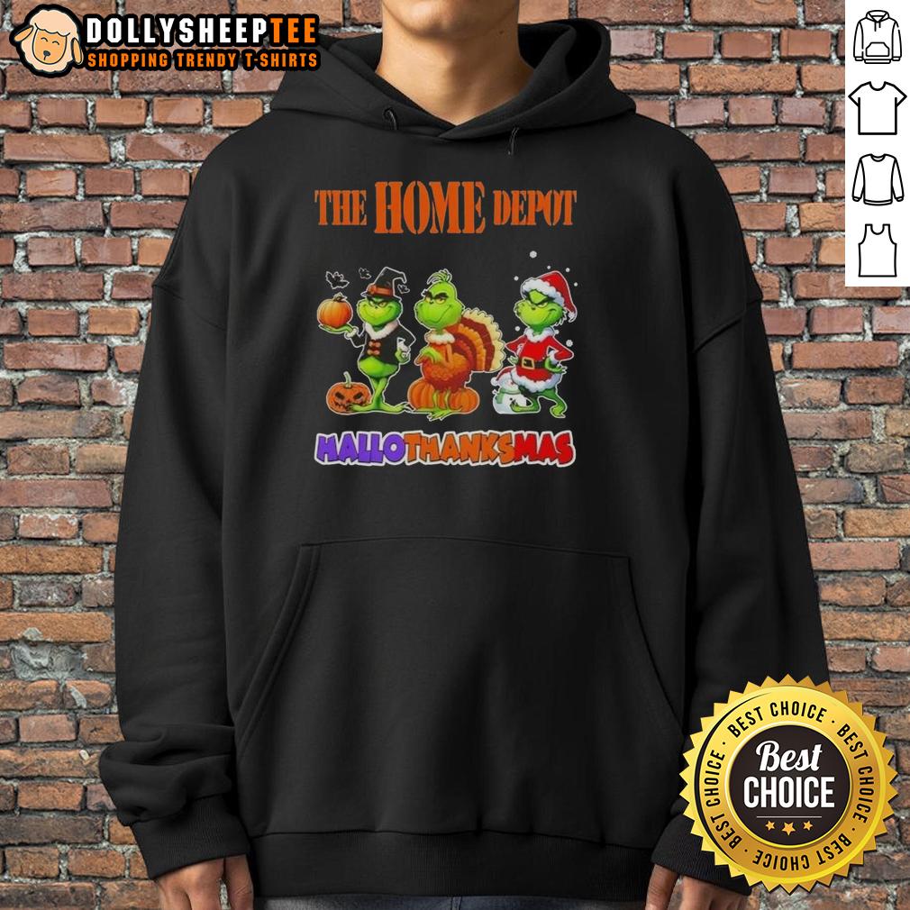 Good Home Depot X Grinch Cosplay Happy HalloThanksMas T-Shirt - Image 2
