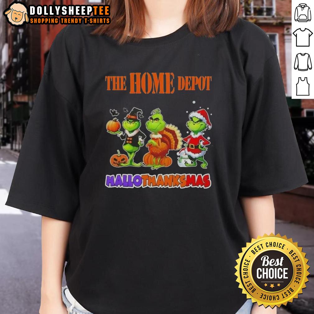 Good Home Depot X Grinch Cosplay Happy HalloThanksMas T-Shirt - Image 3