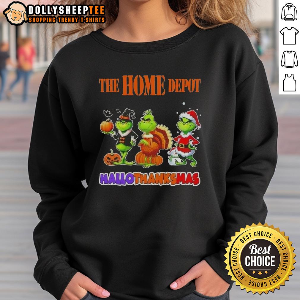 Good Home Depot X Grinch Cosplay Happy HalloThanksMas T-Shirt - Image 5