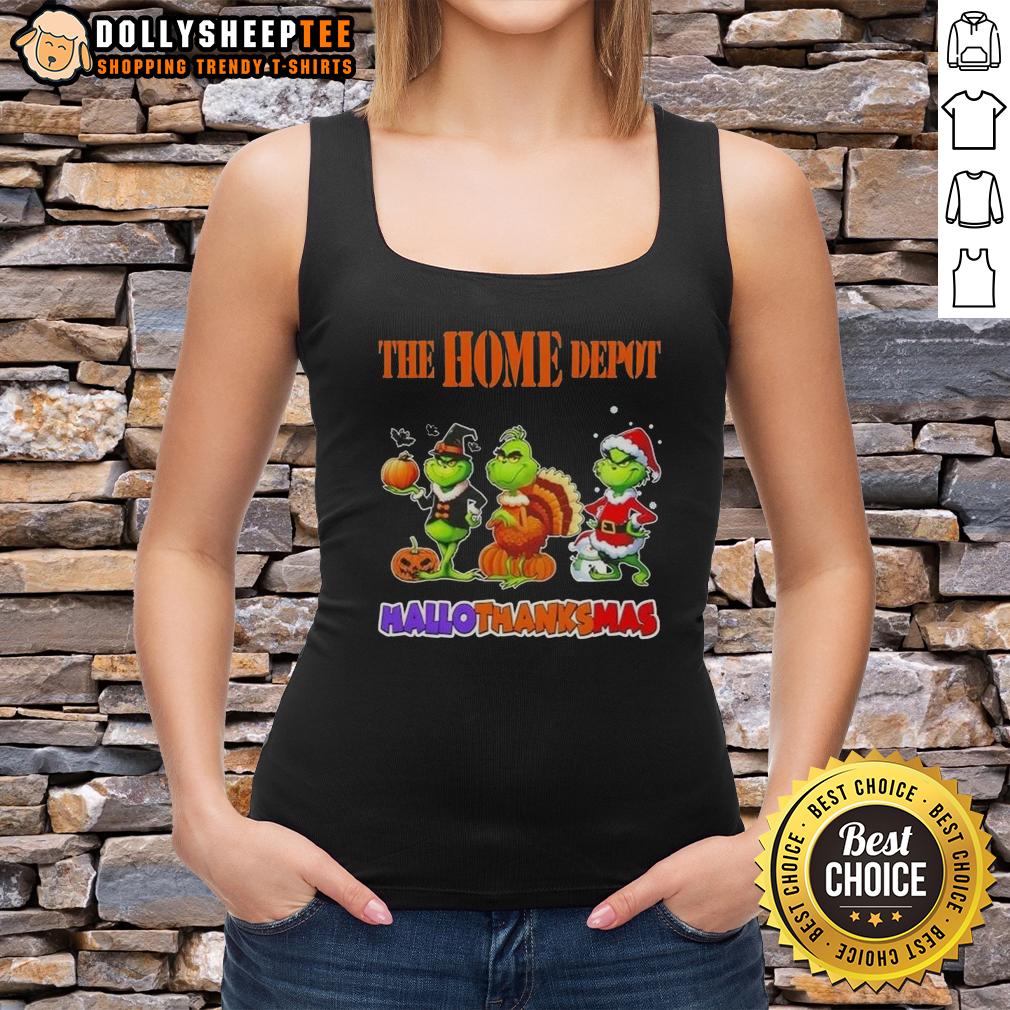 Good Home Depot X Grinch Cosplay Happy HalloThanksMas T-Shirt - Image 4