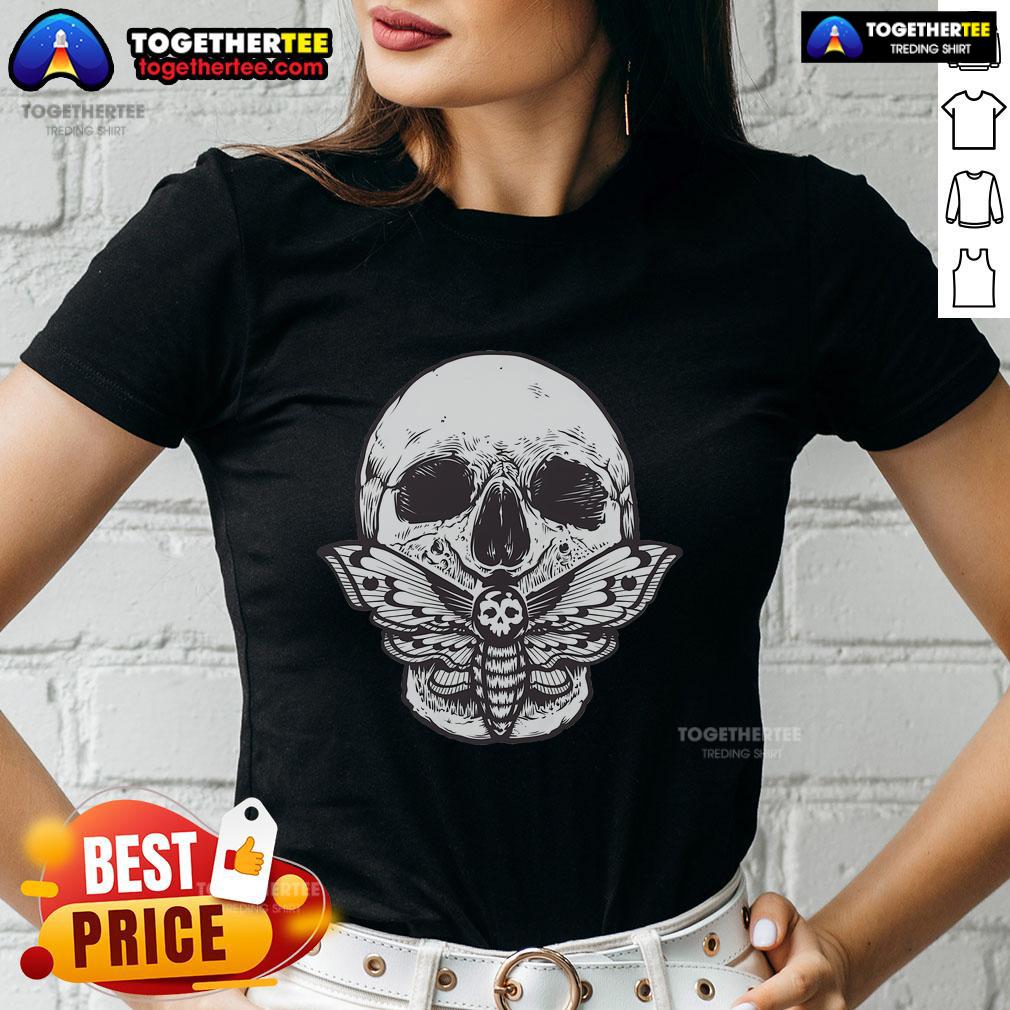 Premium Vintage Skull Moth Skull T-Shirt - Image 3