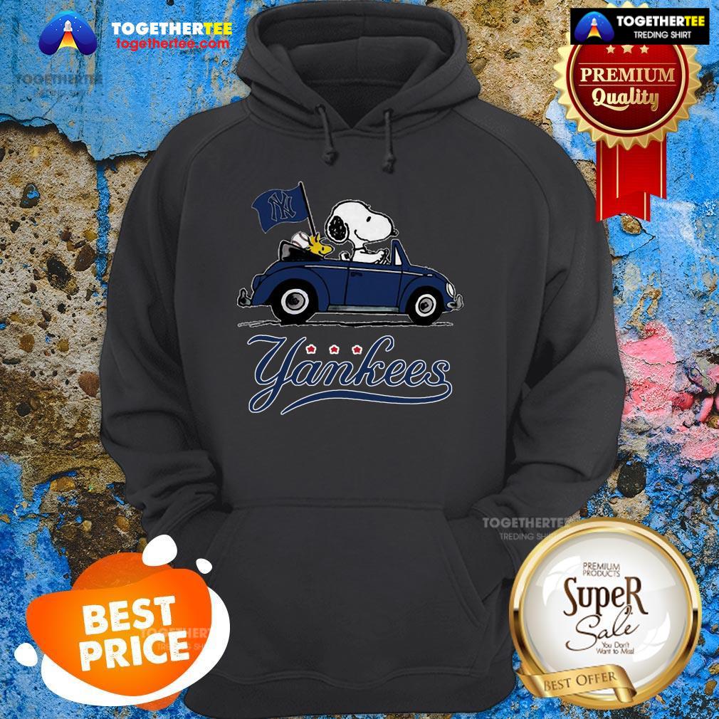 Official Snoopy Driving Volkswagen New York Yankees Shirt - Image 5