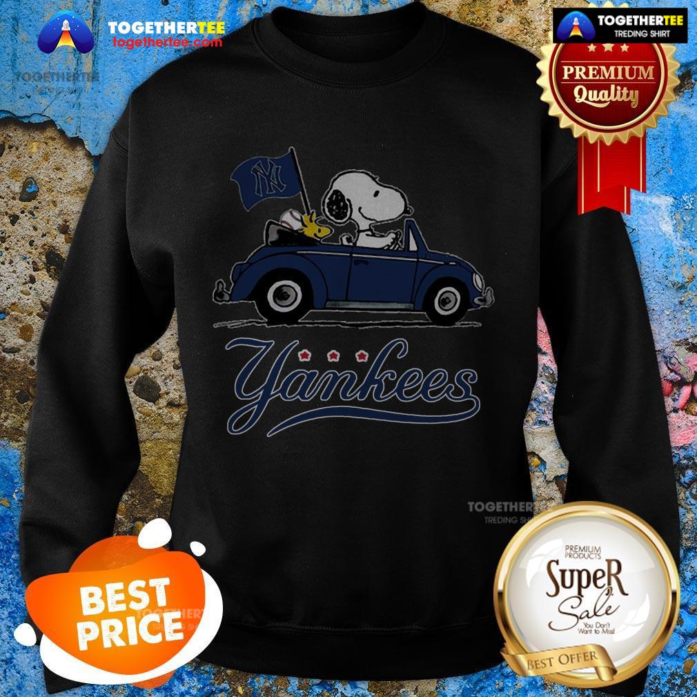 Official Snoopy Driving Volkswagen New York Yankees Shirt - Image 4