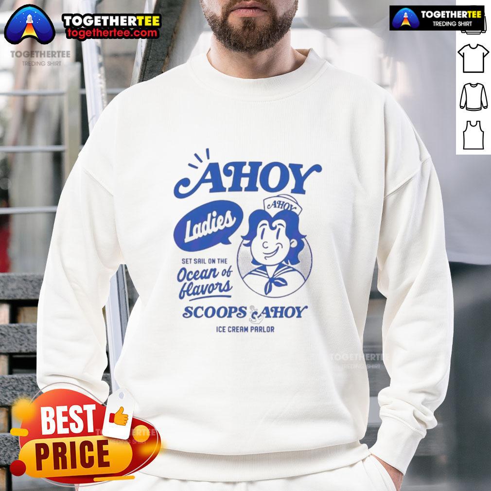 Nice Stranger Things Ladies Scoops Ahoy Ice Cream Parlor T-Shirt - Image 5