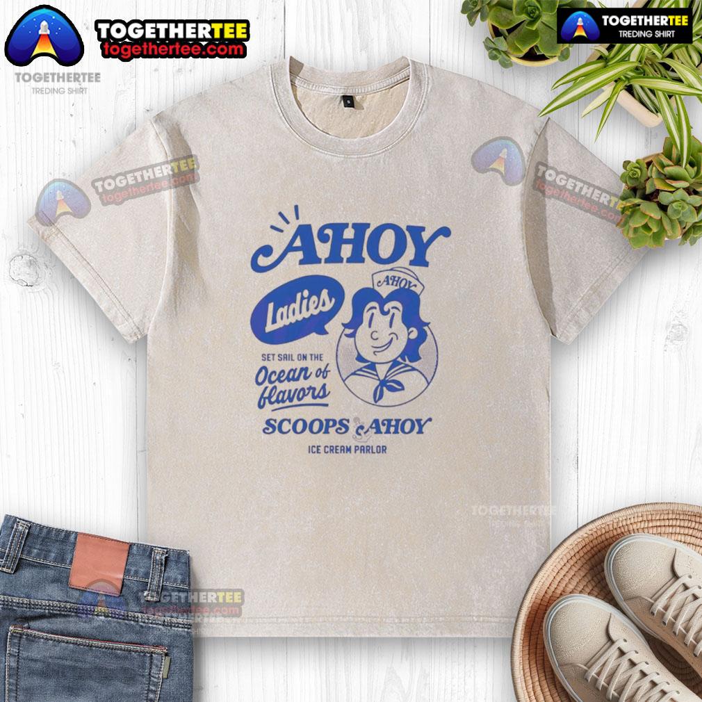Nice Stranger Things Ladies Scoops Ahoy Ice Cream Parlor T-Shirt - Image 6