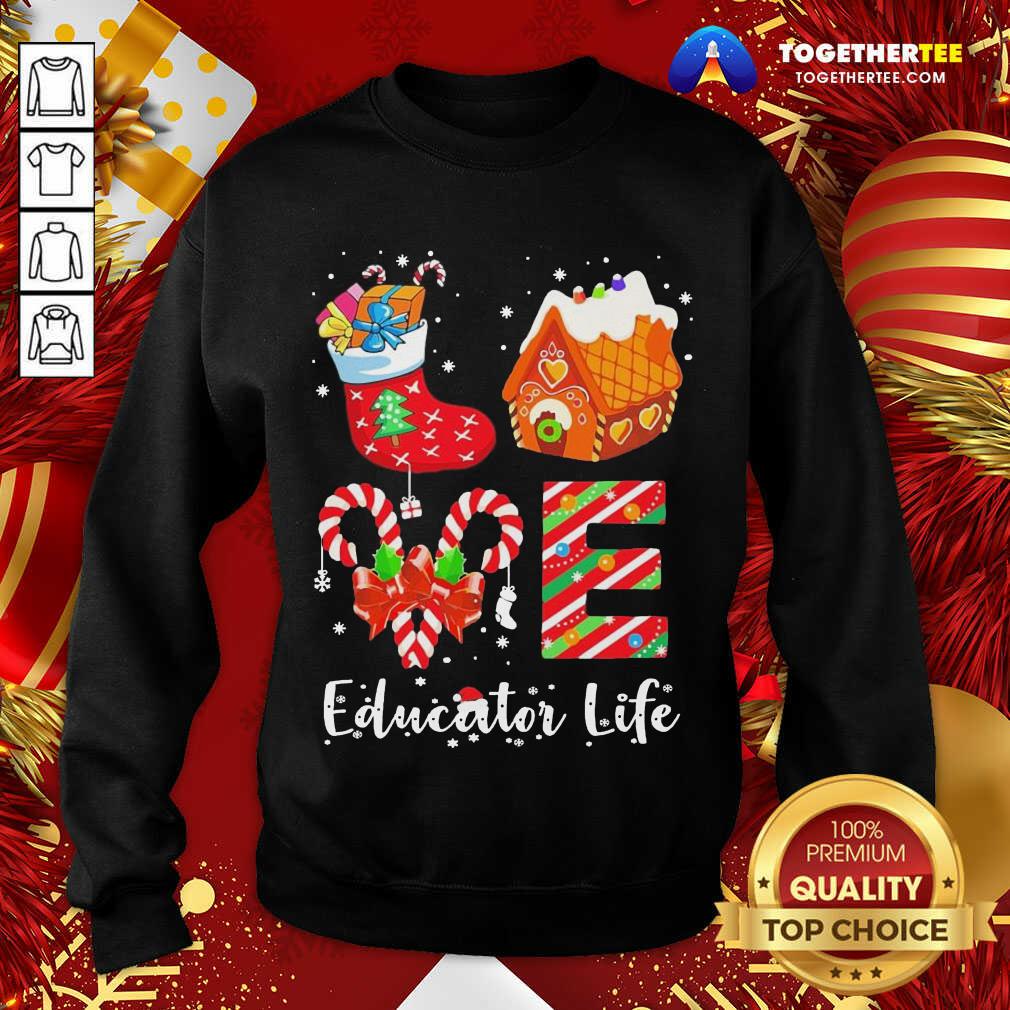 Great Love Socks House Educator Life Merry Christmas Shirt - Image 4